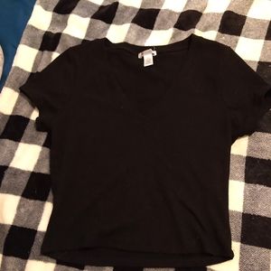 Black ribbed crop top, size Large